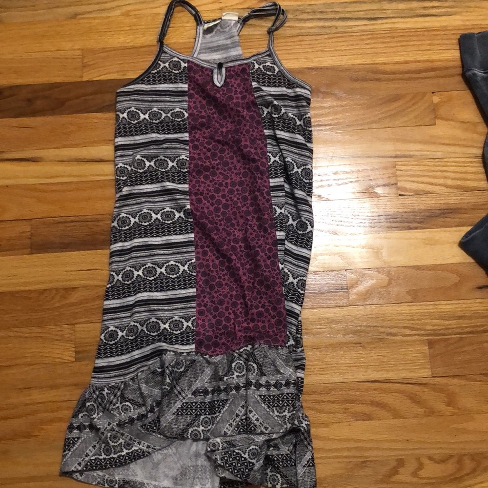 Black White and Purple Flower Patterned Romper/Dress with Adjustable Straps Girl